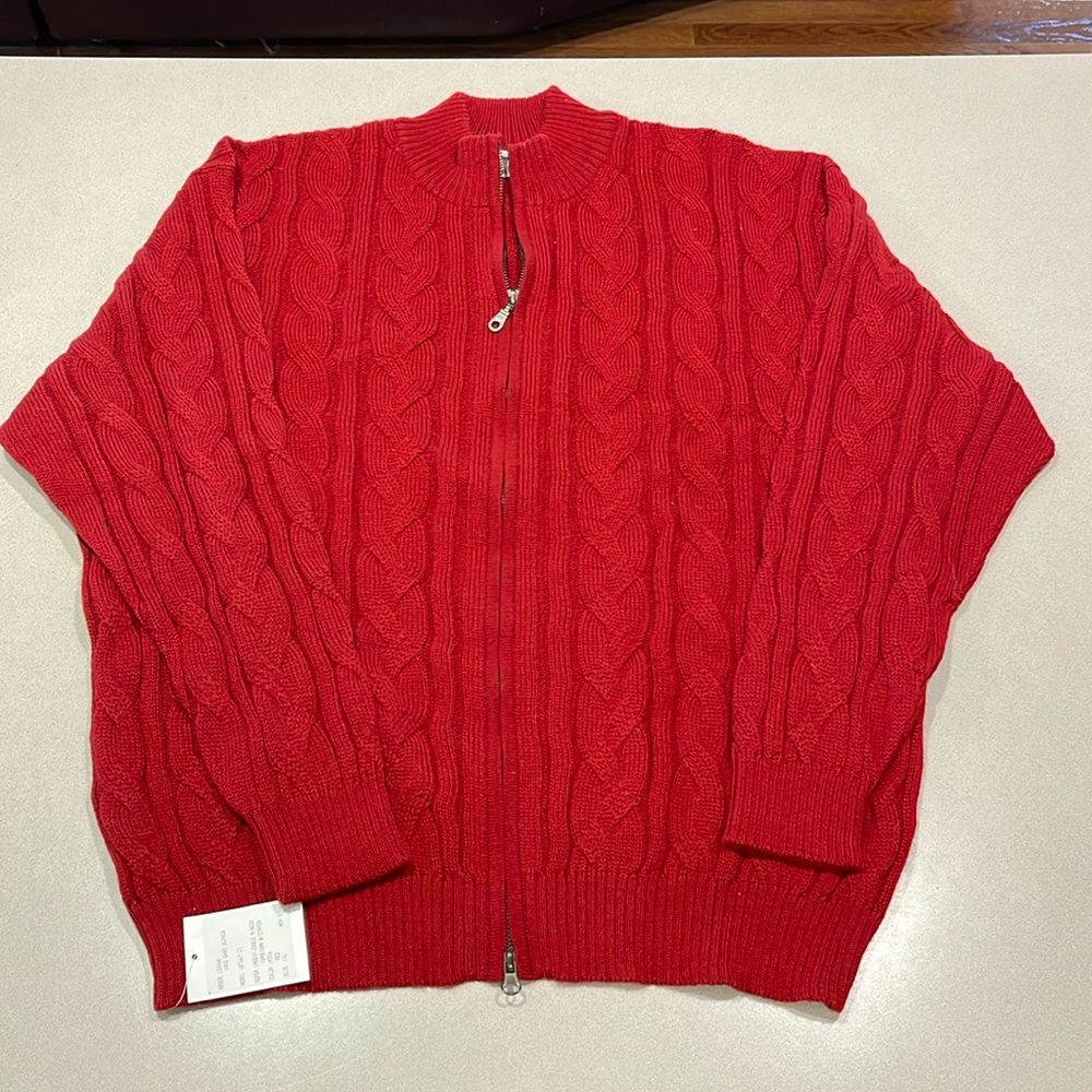 Mays and Hoffman Red Zip-Up Sweater baby alpaca